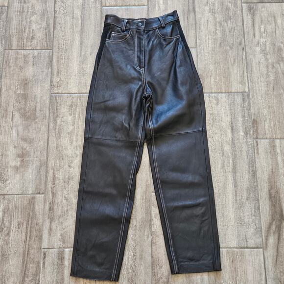 & Other Stories Leather Trousers Women’s 0 Black High Rise Structured Luxury